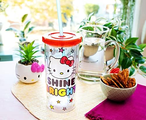 Toynk Sanrio Hello Kitty Shine Cup Carnival מואר עם מכסה | מחזיק 20 אונקיות